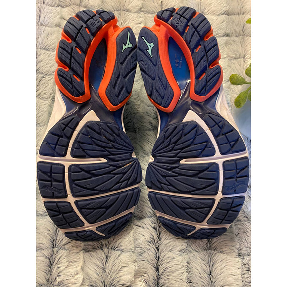 Womens Mizuno Running Shoes 7.5 WaveKnit R2 Teal Navy Orange - Picture 8 of 8